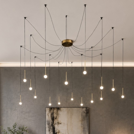 Lucciola ideal lux lampadario led moderno sp16 16w ottone